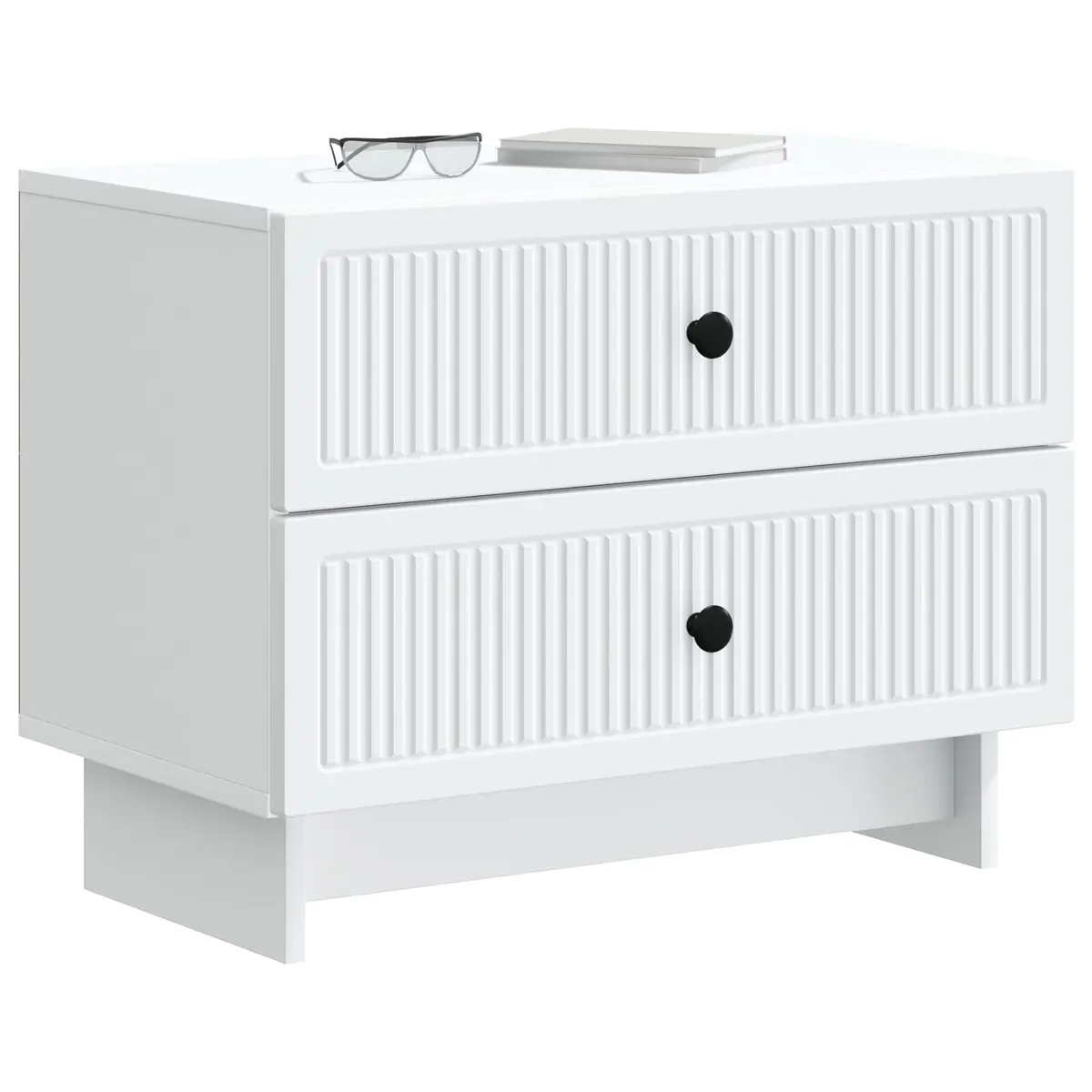 Bedside Cabinet Vintage Modern White Storage Table 62 x 34.5 x 47.5 cm