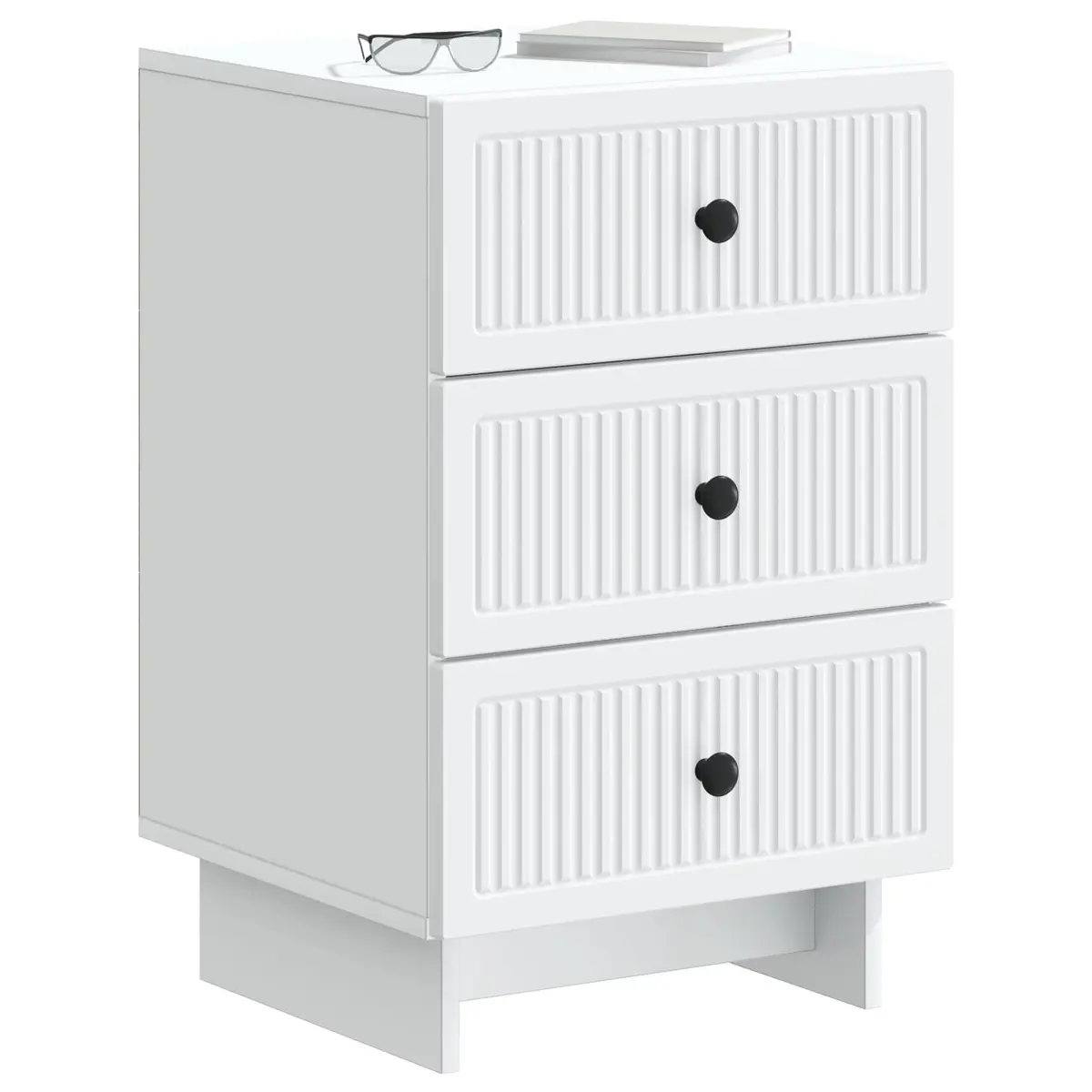 Bedside Cabinet White Engineered Wood 43x41x66.5cm Storage Drawers