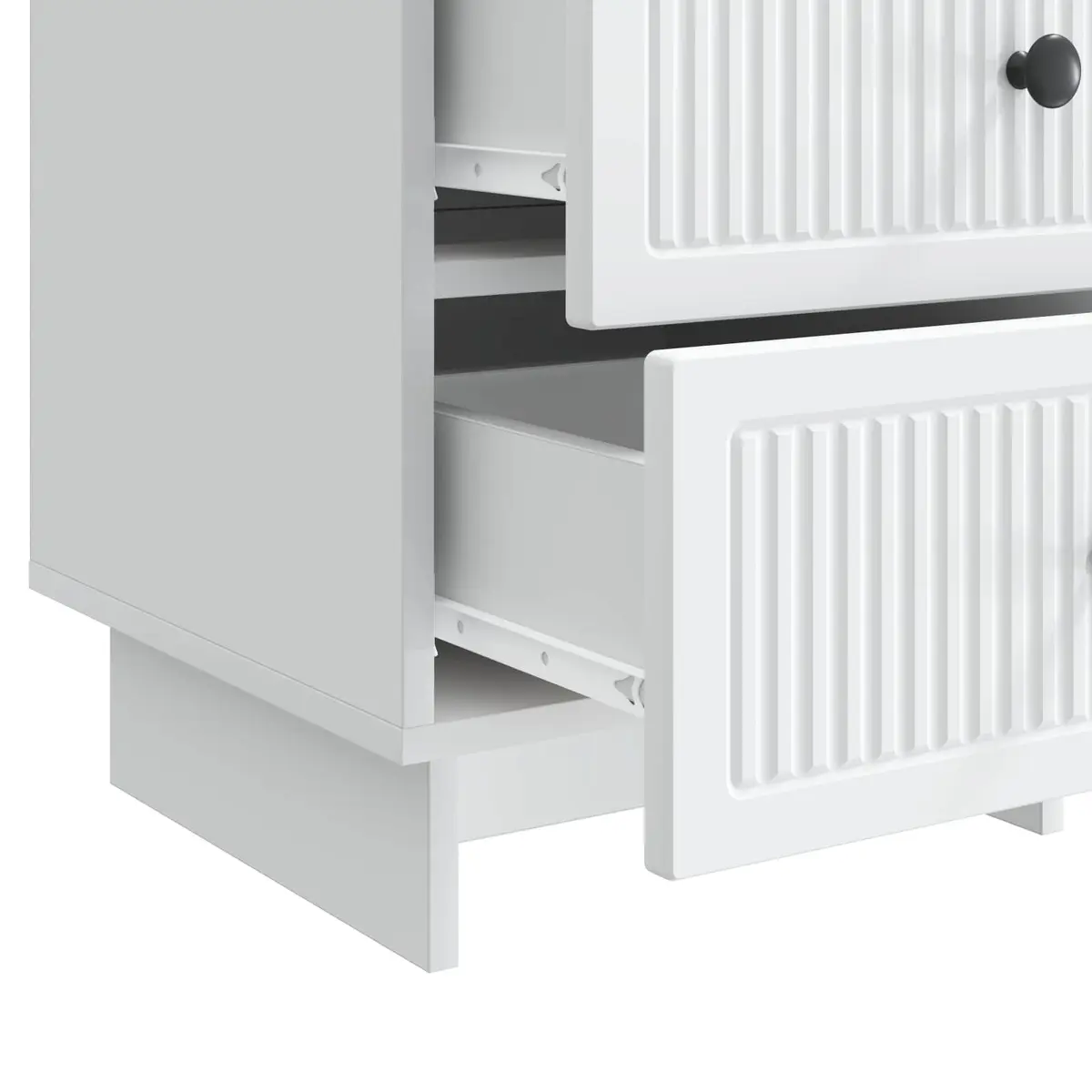 Bedside Cabinet White Engineered Wood 43x41x66.5cm Storage Drawers