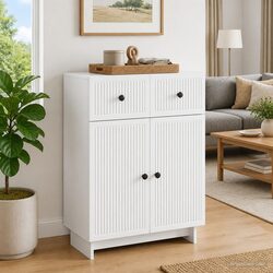 Modern White Sideboard 66x34.5x90cm with Engineered Wood