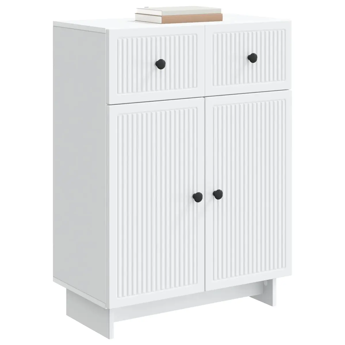 Sideboard Vintage-Inspired White Engineered Wood 66x34.5x90cm Storage Cabinet