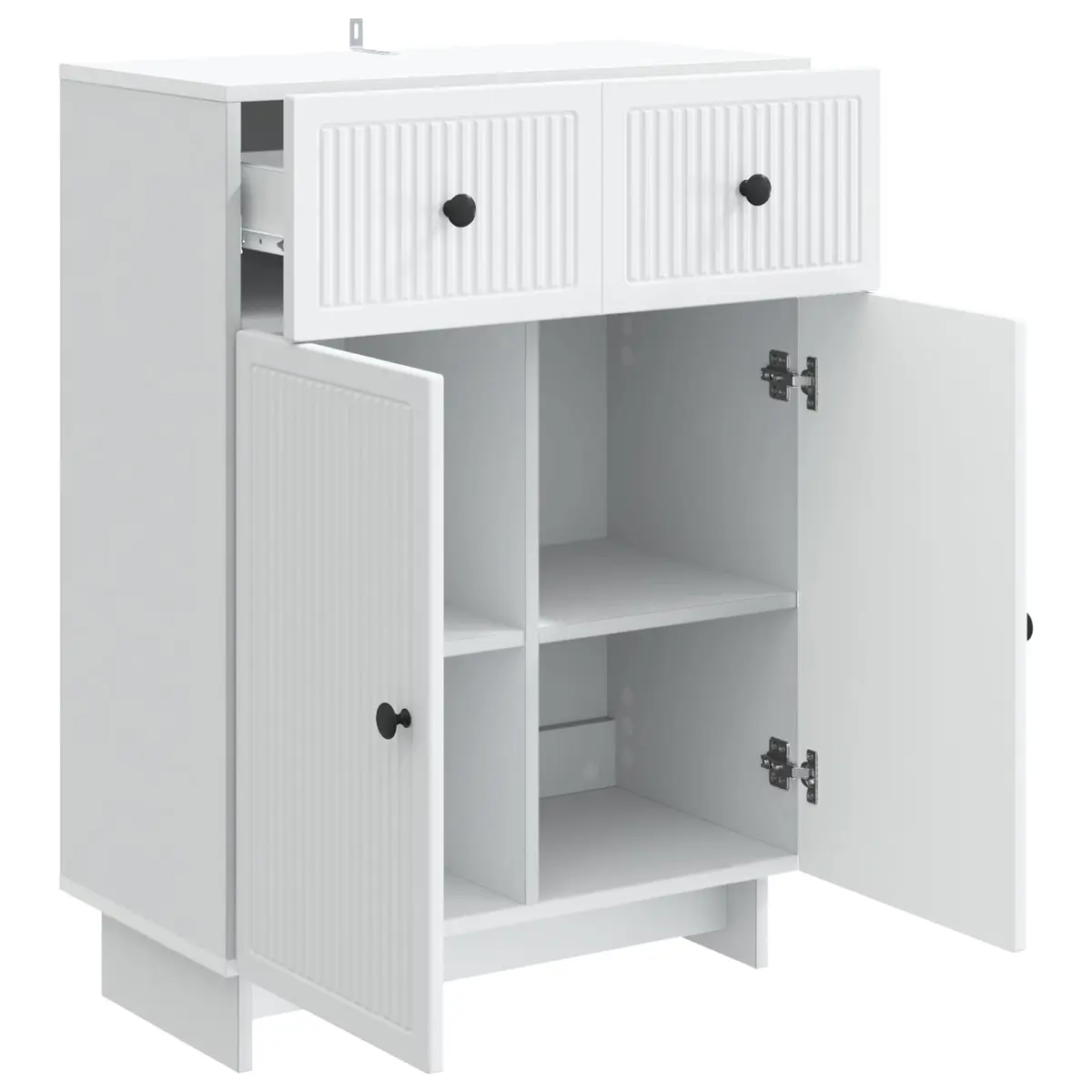 Sideboard Vintage-Inspired White Engineered Wood 66x34.5x90cm Storage Cabinet
