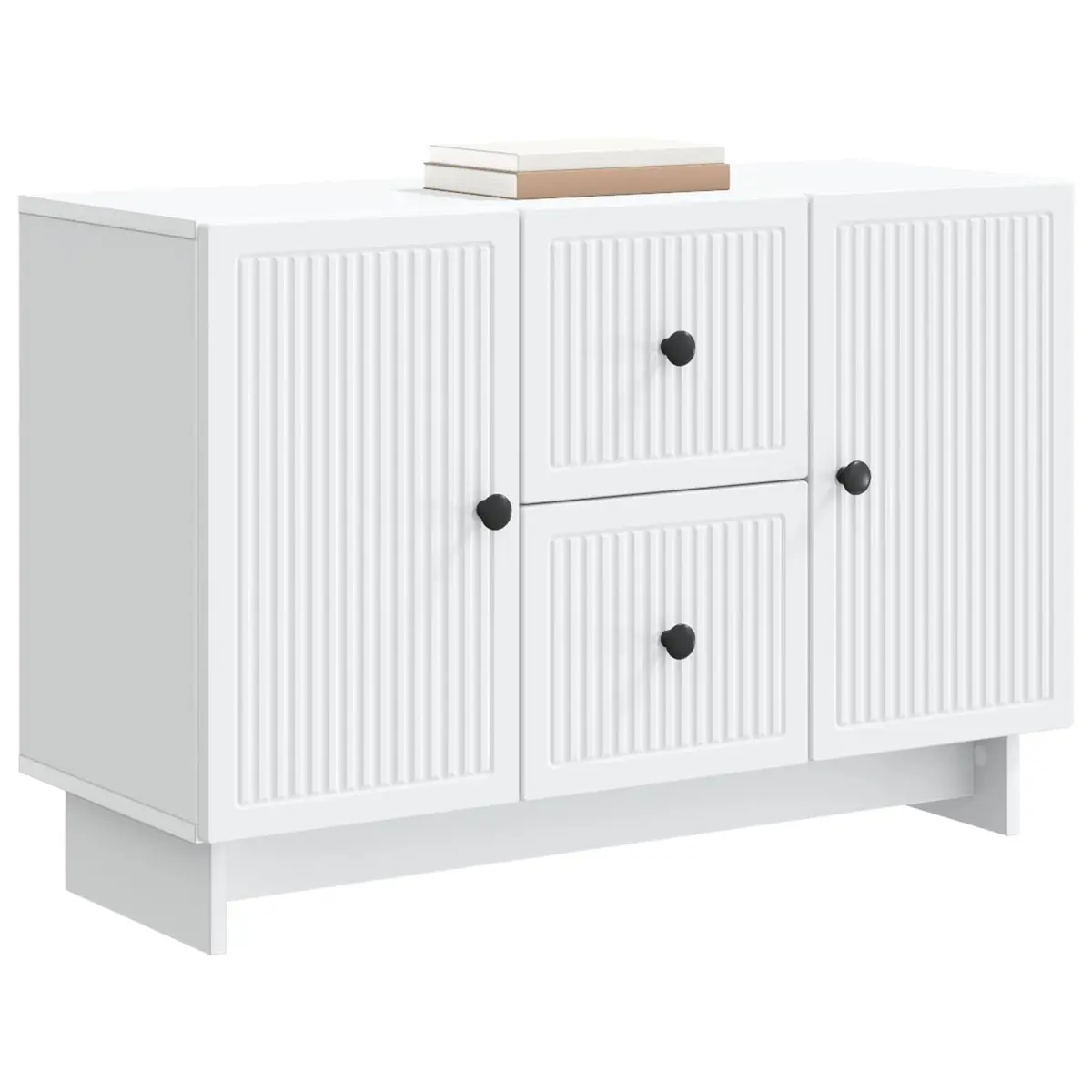 Sideboard White Modern Storage Cabinet with Drawers Shelves Swing Doors 89x34.5x60cm