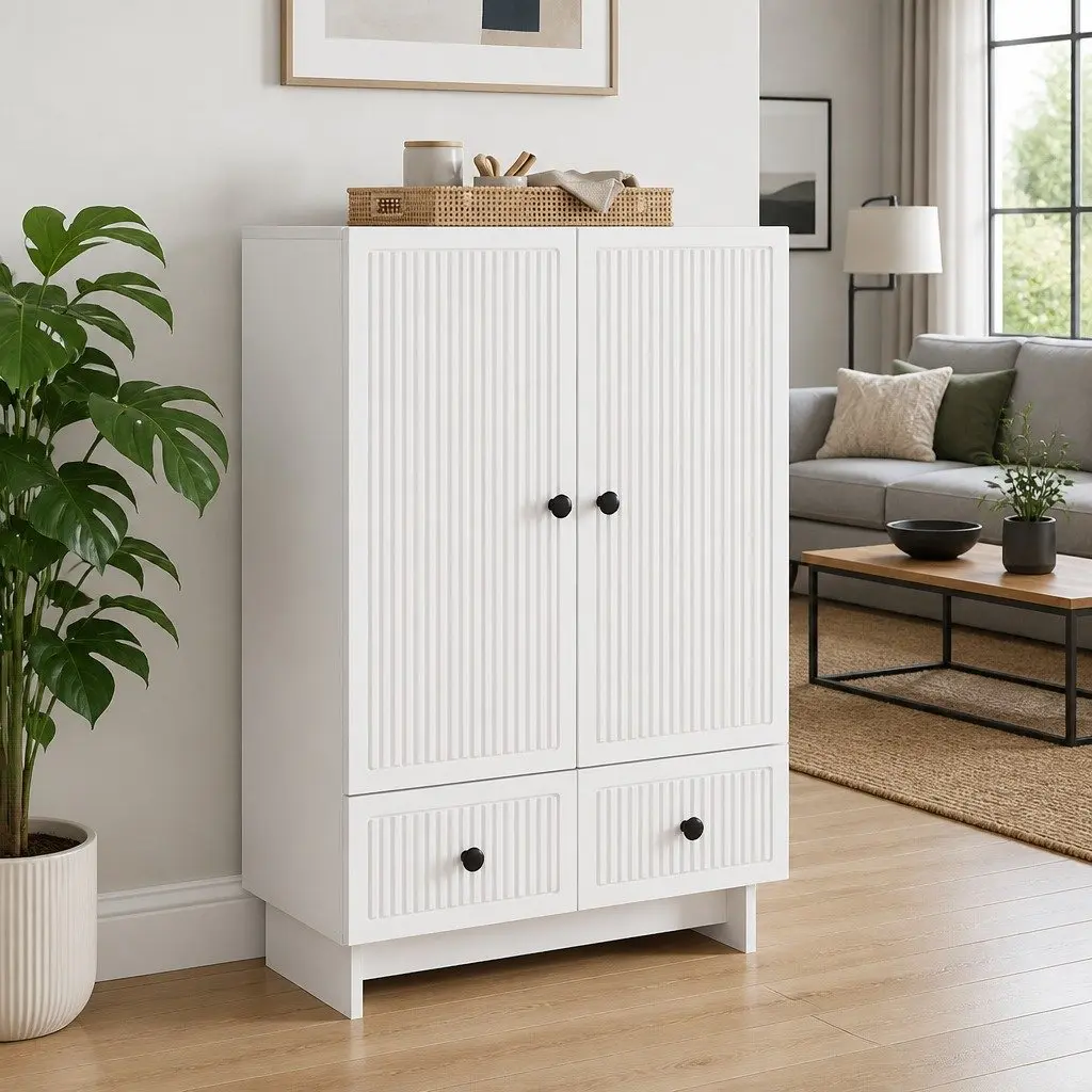 White Sideboard with Storage Drawers