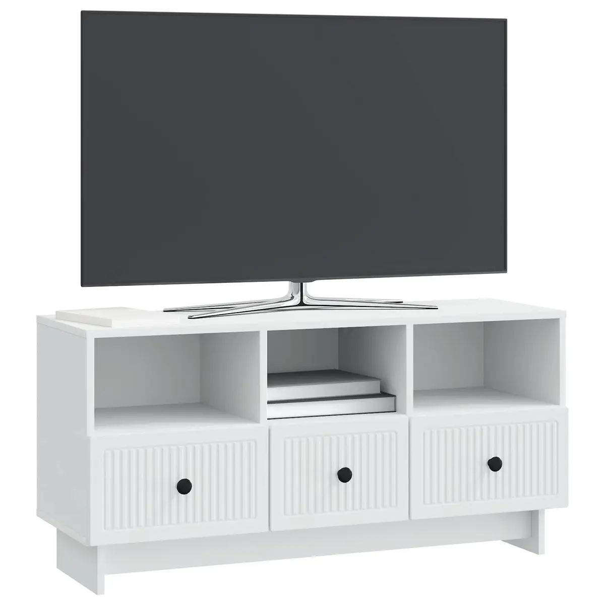 TV Cabinet with Drawer White Modern Living Room Entertainment Unit Storage