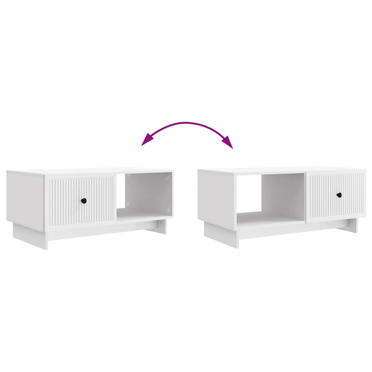 Coffee Table White Rectangular Storage 90 x 50 x 40 cm