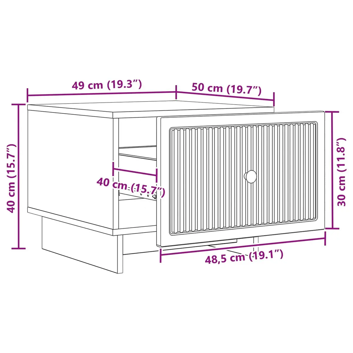 Coffee Table with Drawer and White Stripe