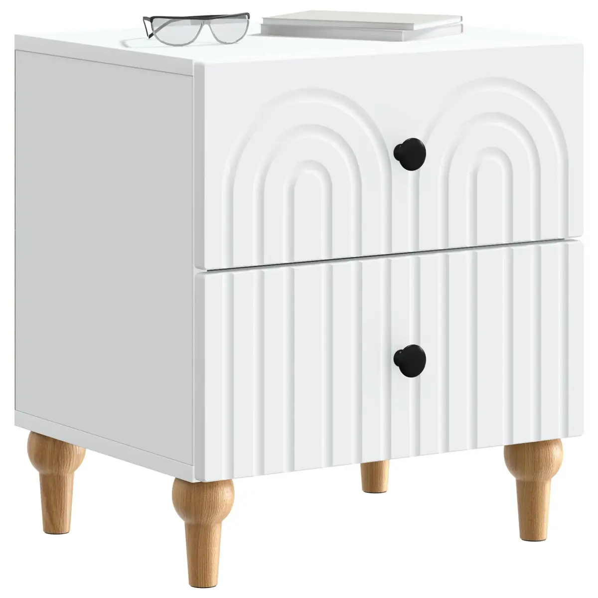 Bedside Cabinet White Modern Storage Drawer 43 x 34.5 x 48 cm