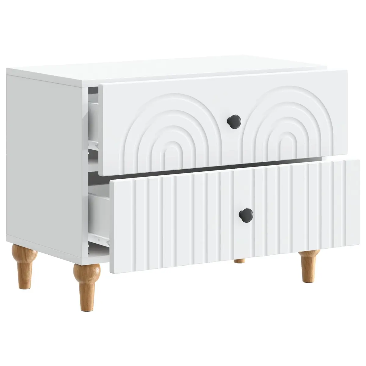 Bedside Cabinet White 62 x 34.5 x 48 cm Modern Storage Table Drawers