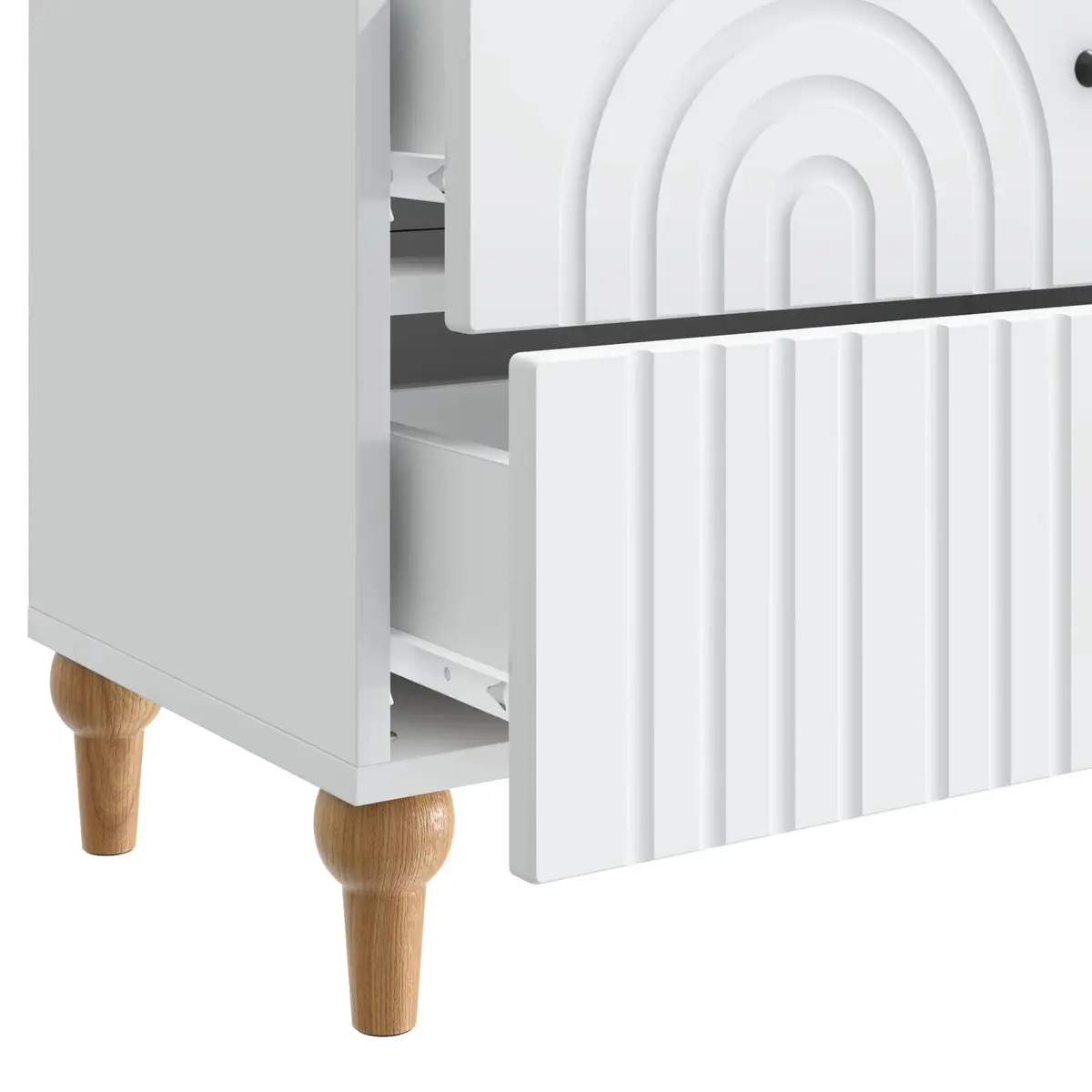 Bedside Cabinet White 62 x 34.5 x 48 cm Modern Storage Table Drawers