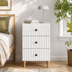 Bedside Cabinet White Engineered Wood Nightstand Bedroom Storage Table