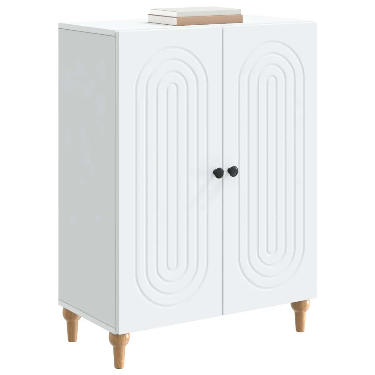 White Sideboard Modern Storage Cabinet Engineered Wood 66 x 34.5 x 90 cm