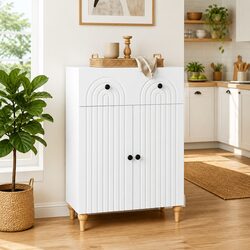 White Sideboard Cabinet 66x34.5x90cm Modern Storage Buffet Dining Room Furniture