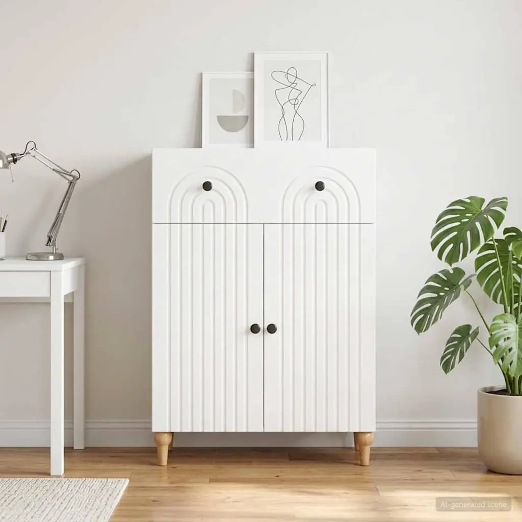White Sideboard Cabinet 66x34.5x90cm for Storage