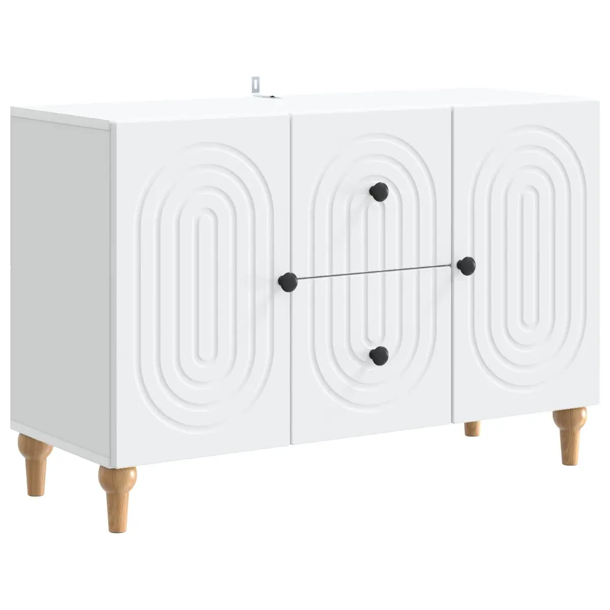 TV Cabinet White Modern Storage Unit with Drawer Engineered Wood Living Room