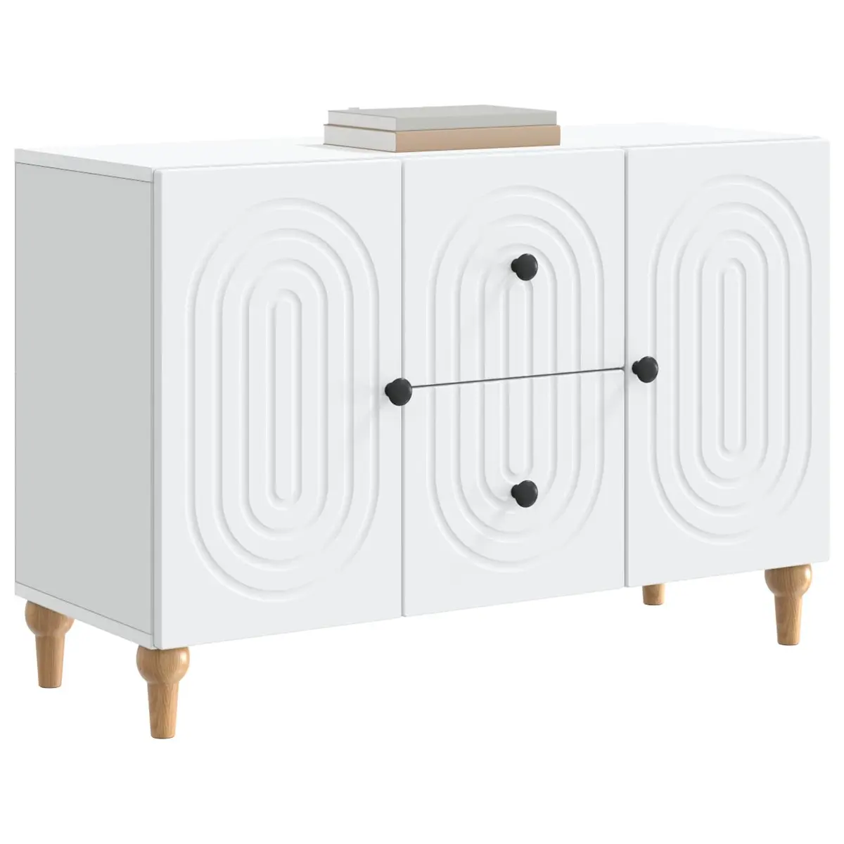 TV Cabinet White Modern Storage Unit with Drawer Engineered Wood Living Room