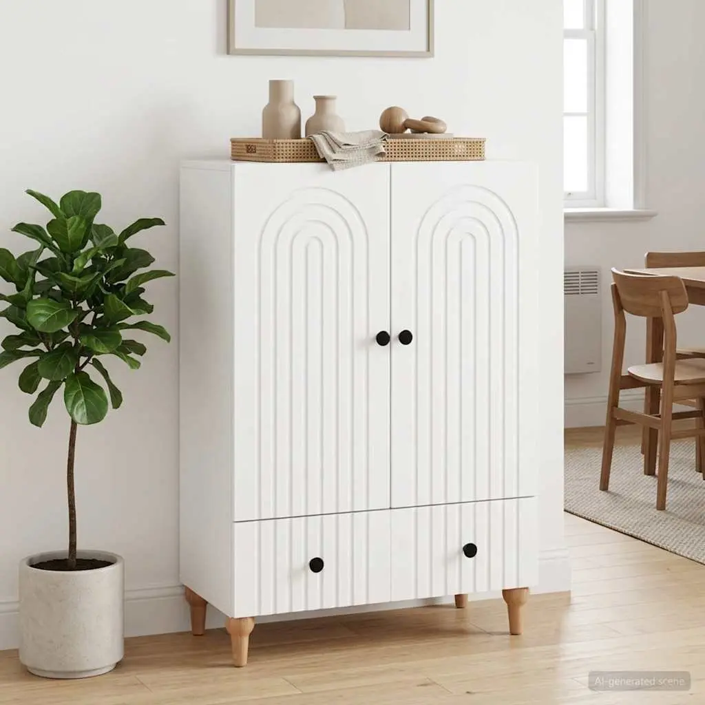 Sideboard Modern Storage Cabinet White Engineered Wood 66 x 34.5 x 95 cm