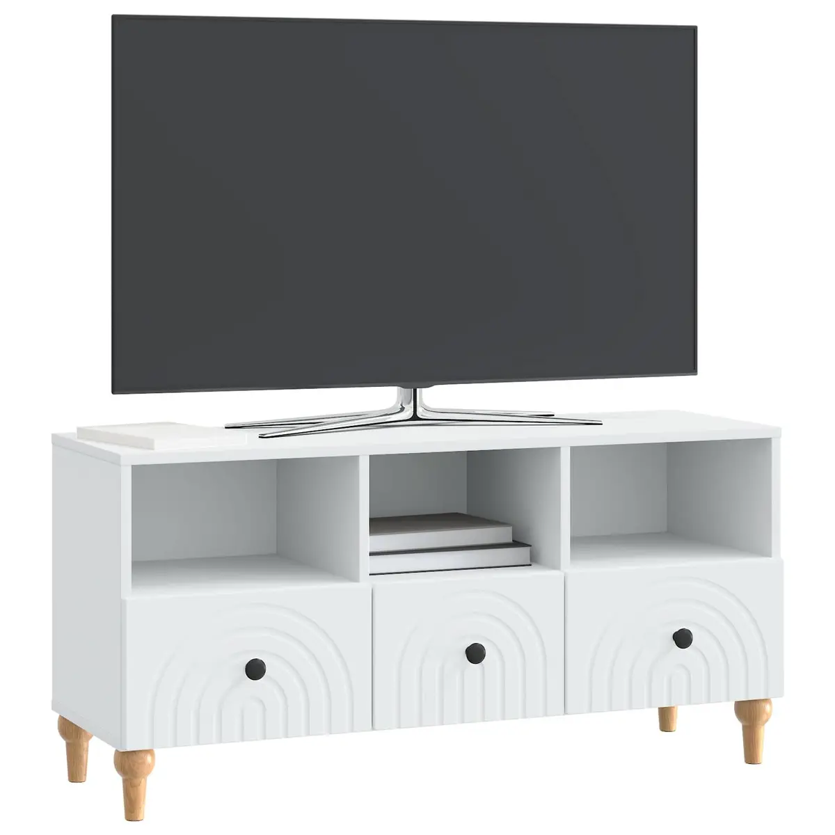 TV Cabinet White Modern Storage Unit Engineered Wood 102 x 34.5 x 50 cm