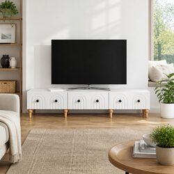 White Engineered Wood TV Cabinet with Drawer for You