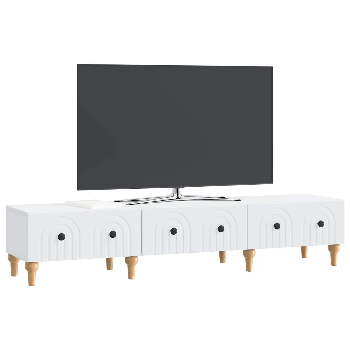 TV Cabinet with Drawer White Modern Living Room Storage Unit Engineered Wood