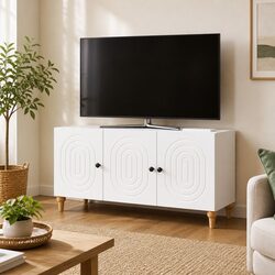 Welcoming White TV Cabinet to Complete Your Space