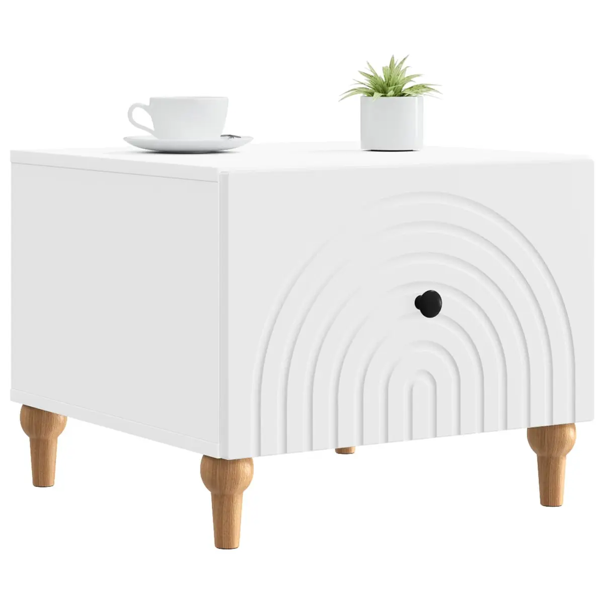 Coffee Table with Drawer Rectangular White Engineered Wood