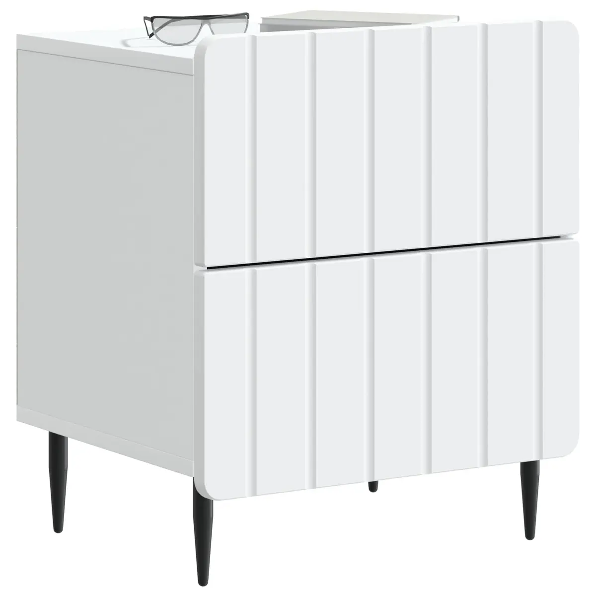 White Bedside Cabinet with Storage Drawers 43 x 34.5 x 49.5 cm