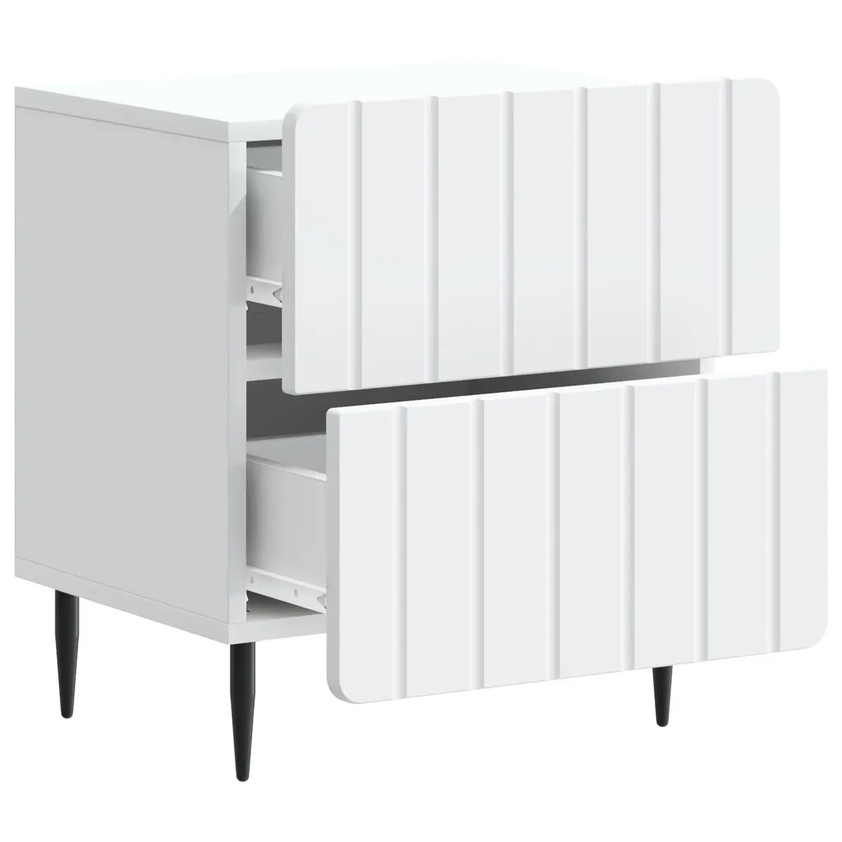 White Bedside Cabinet with Storage Drawers 43 x 34.5 x 49.5 cm