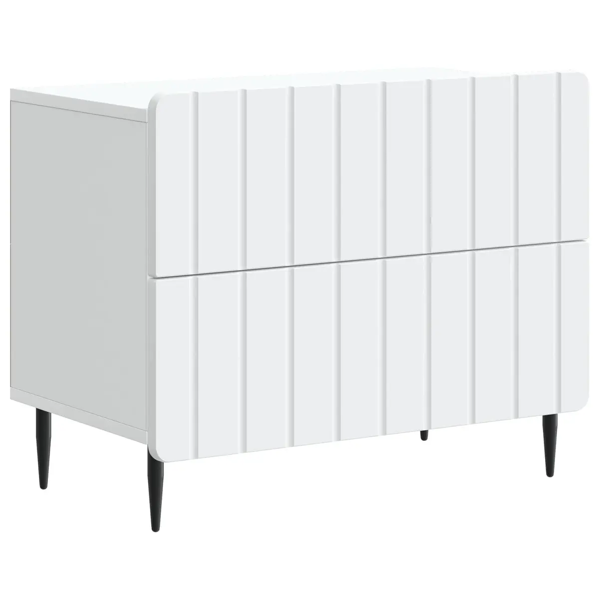 Bedside Cabinet White Modern Bedroom Storage Table Engineered Wood Nightstand