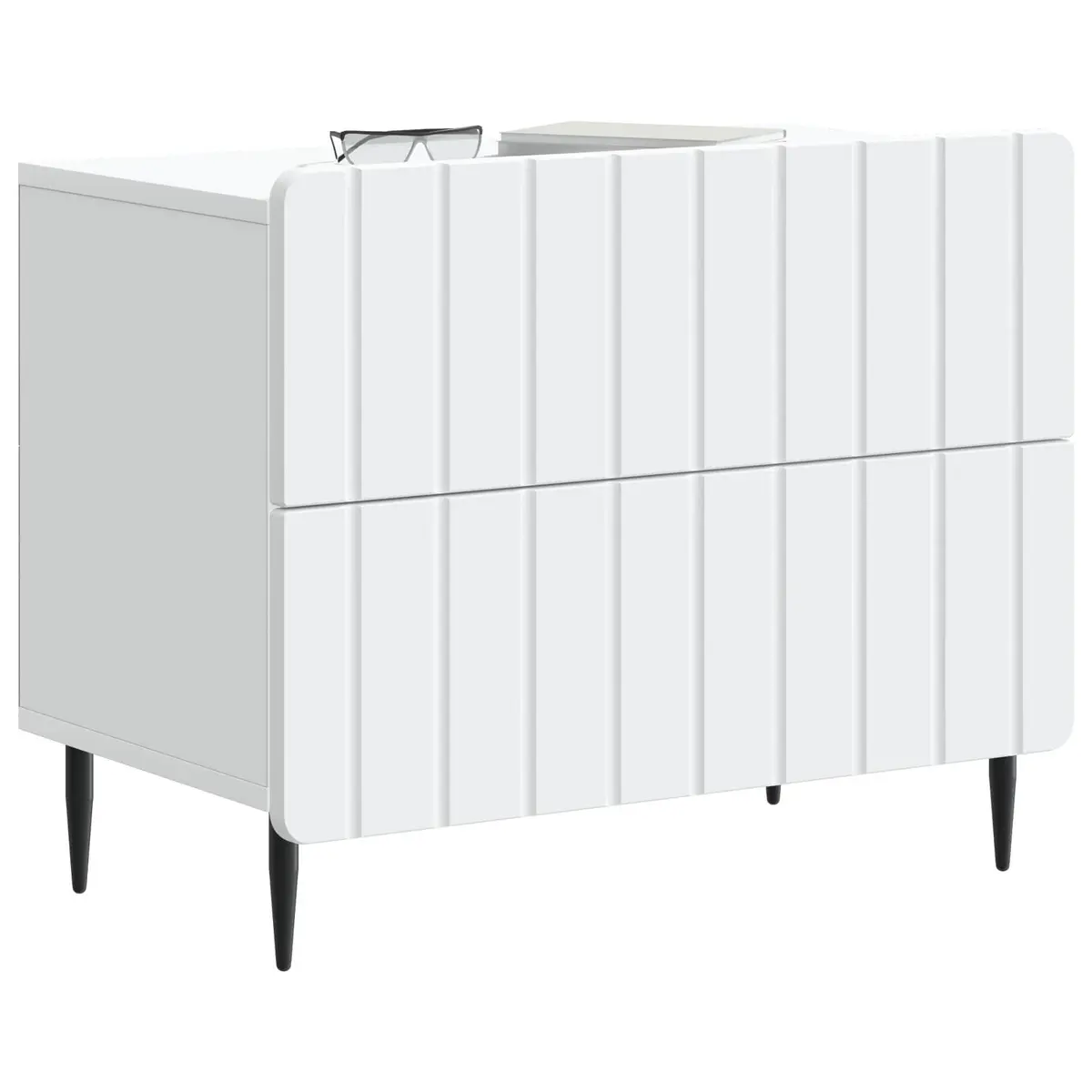 Bedside Cabinet White Modern Bedroom Storage Table Engineered Wood Nightstand