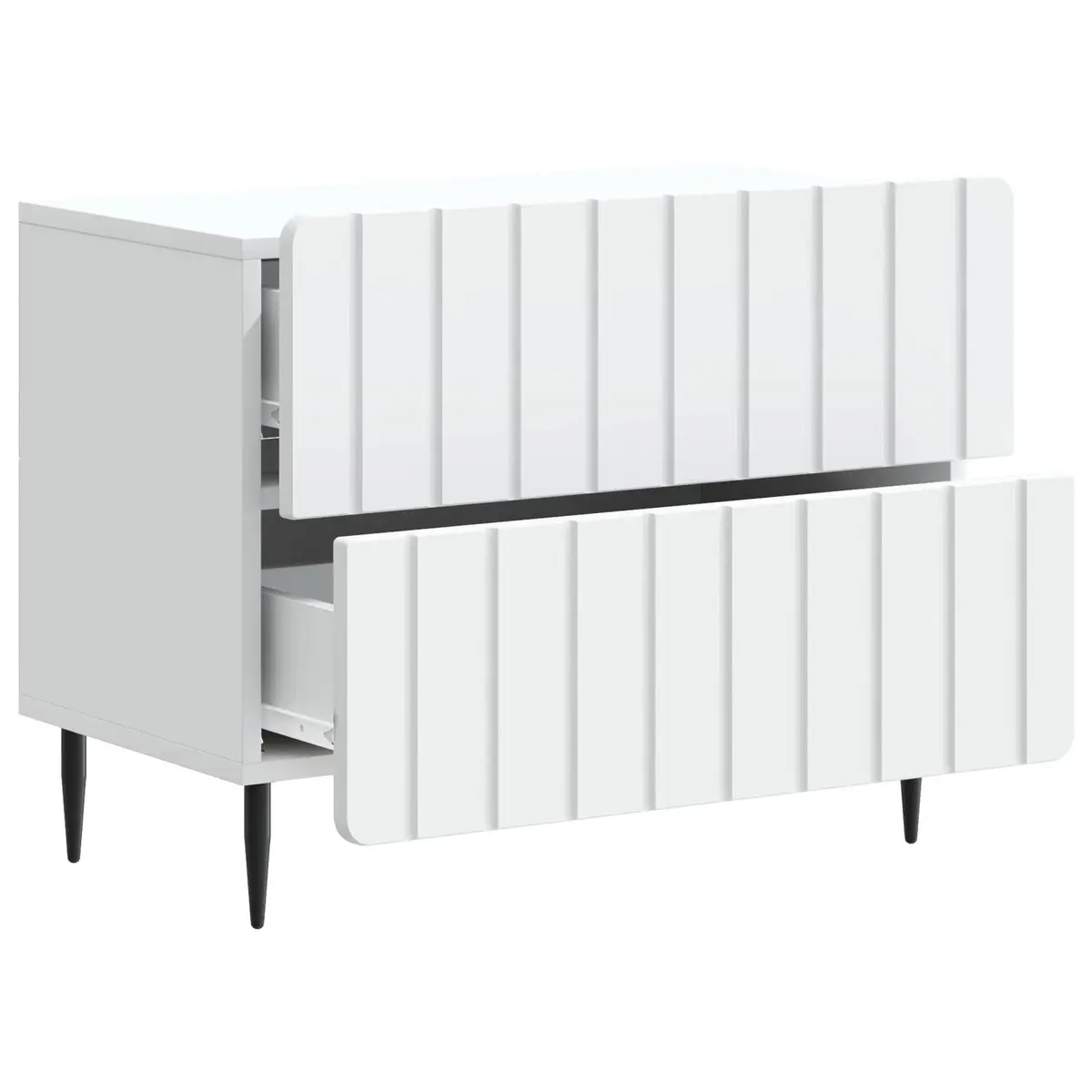 Bedside Cabinet White Modern Bedroom Storage Table Engineered Wood Nightstand
