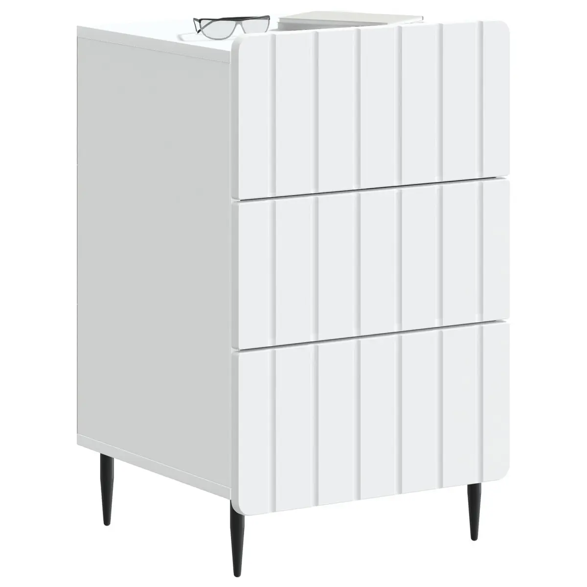 Bedside Cabinet White Engineered Wood 43 x 41 x 68 cm Roll-out Drawers Storage Table
