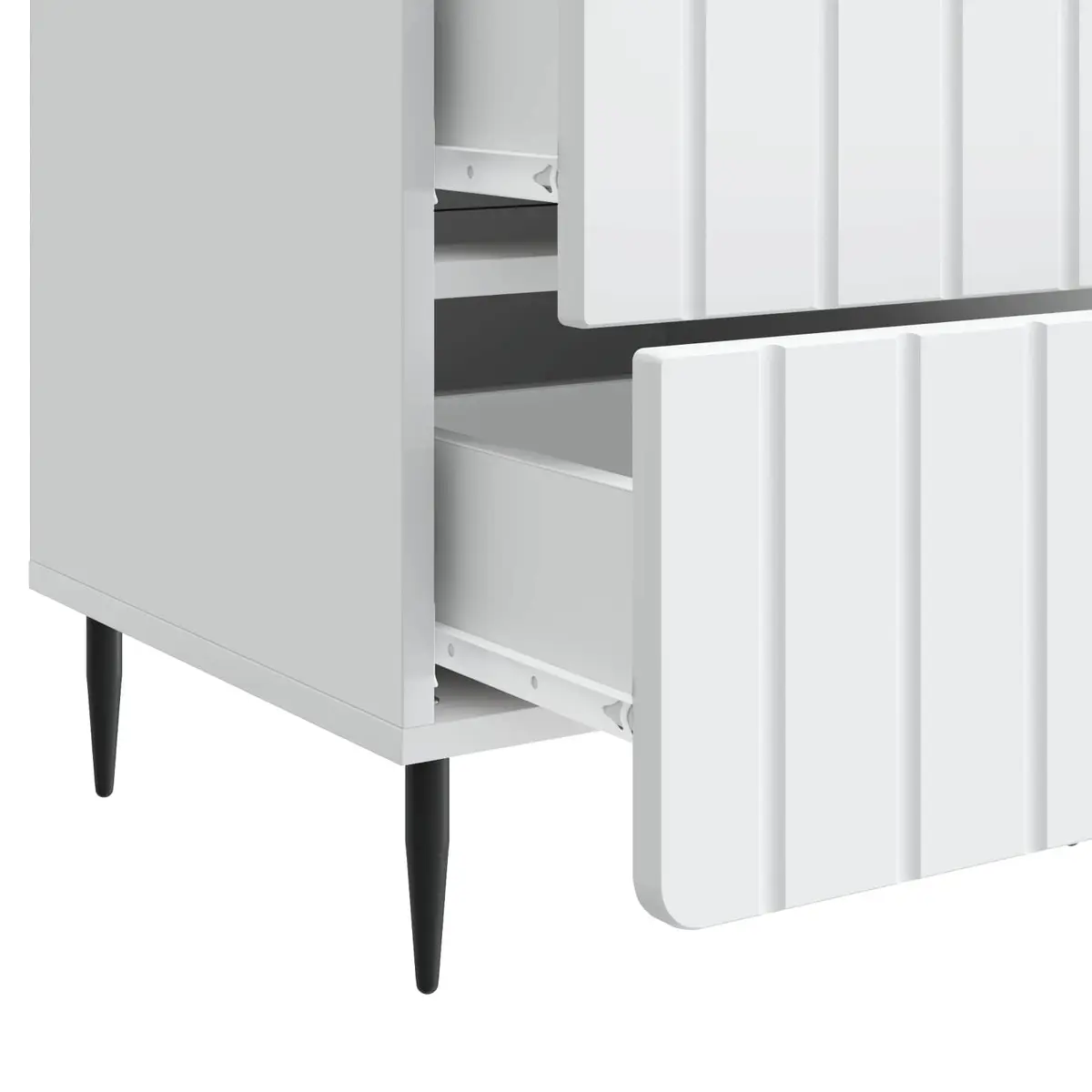 Bedside Cabinet White Engineered Wood 43 x 41 x 68 cm Roll-out Drawers Storage Table