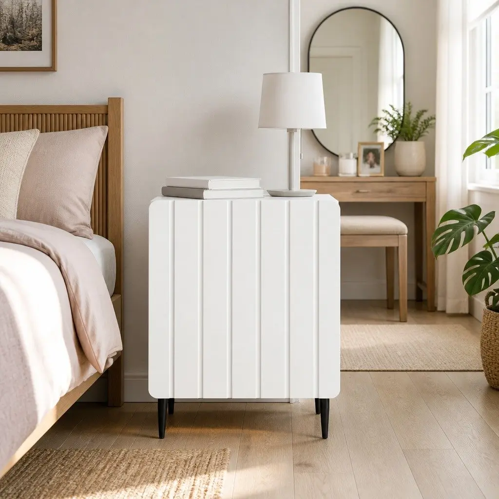 Bedside Cabinet White Engineered Wood 43 x 34.5 x 52 cm