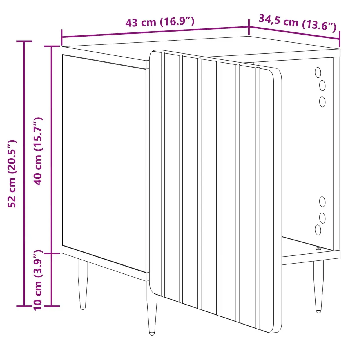 Bedside Cabinet White Engineered Wood 43 x 34.5 x 52 cm