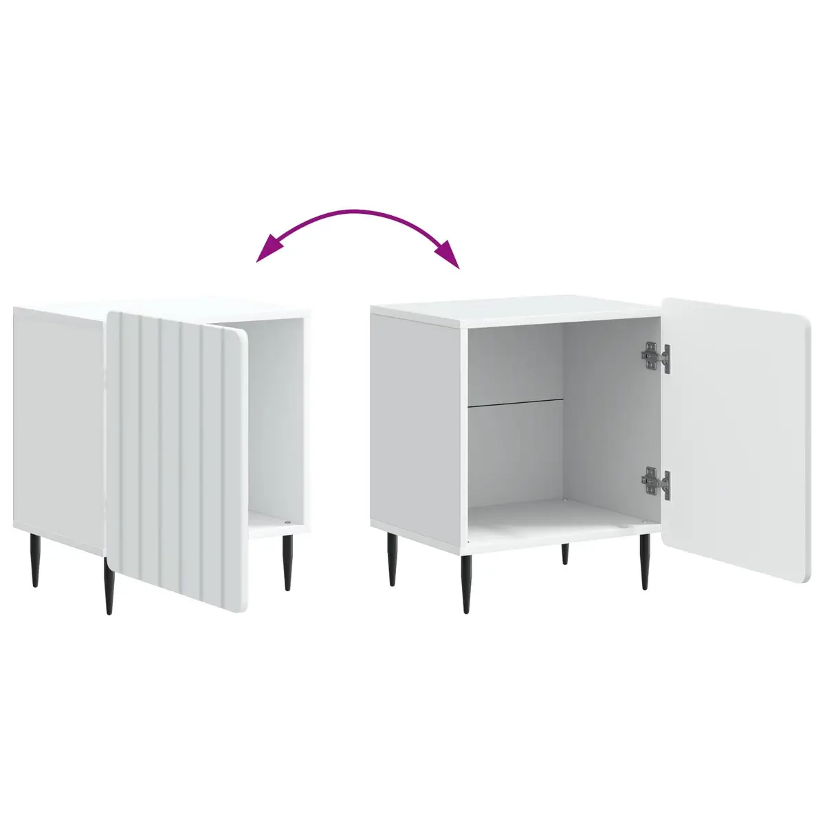 Bedside Cabinet White Engineered Wood 43 x 34.5 x 52 cm