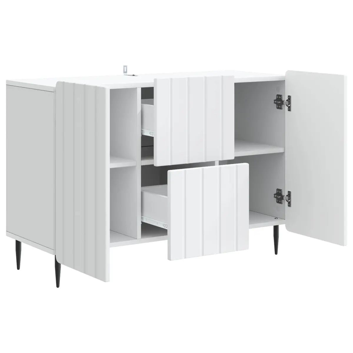 White Sideboard Modern Storage Cabinet 89cm Engineered Wood