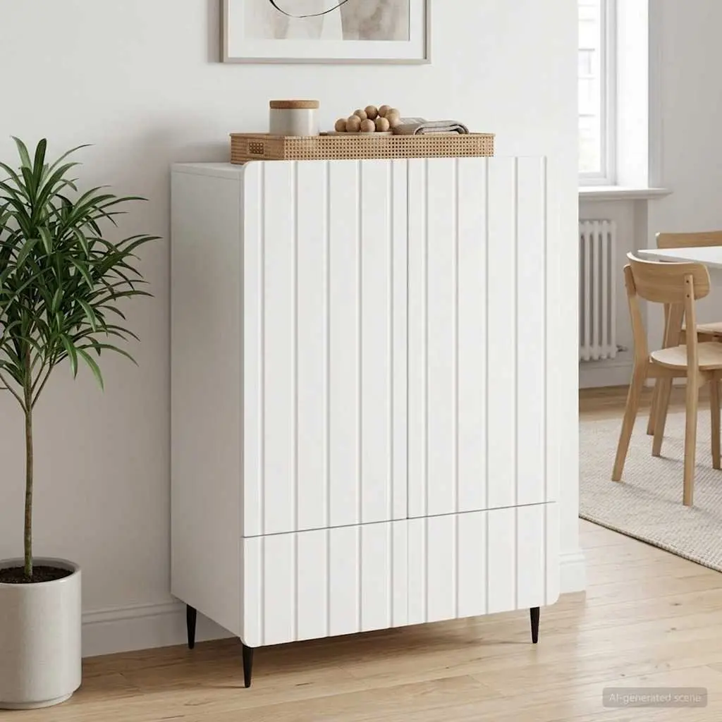 Sideboard Storage Cabinet Modern Engineered Wood White 66x34.5x97cm