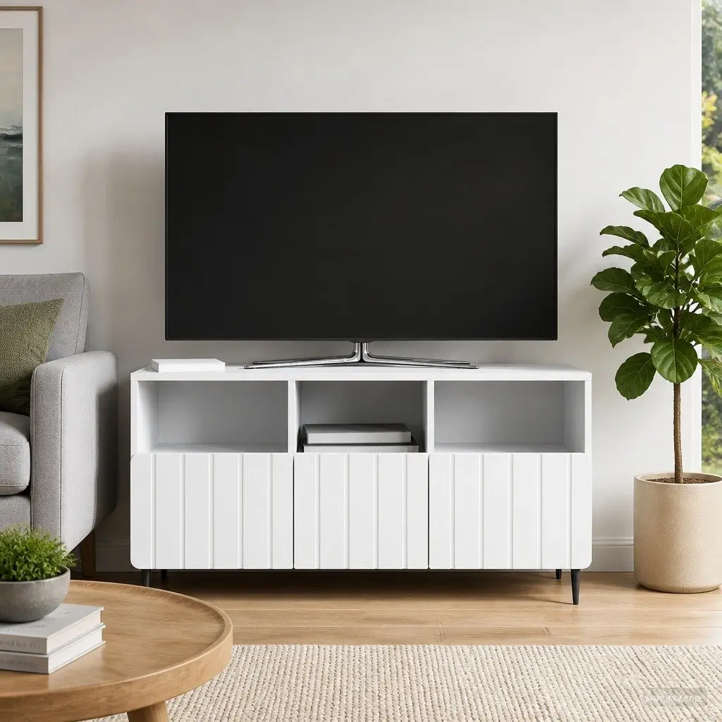 TV Cabinet with Drawer in White
