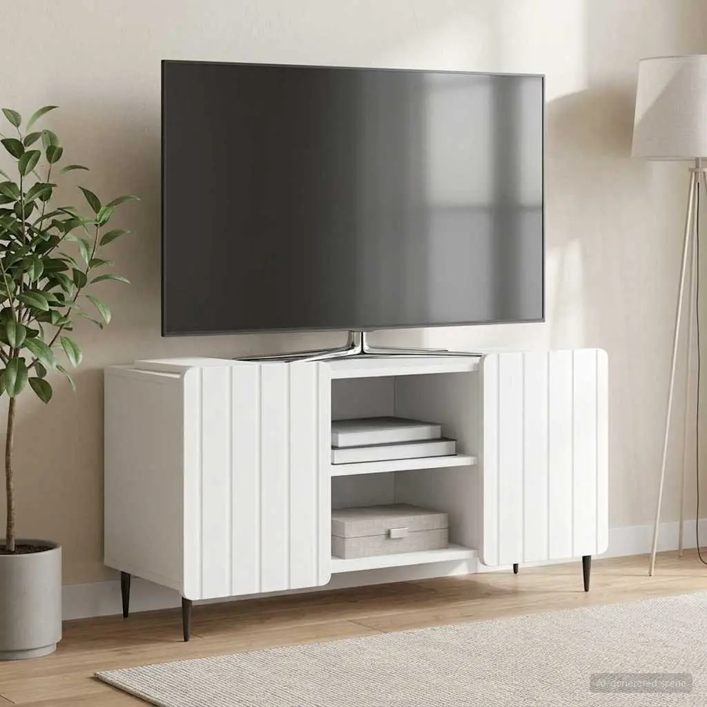 TV Cabinet White Modern Storage Unit 102 x 34.5 x 52 cm