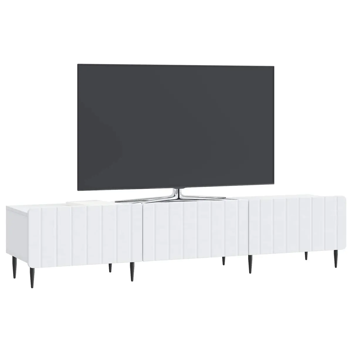 TV Cabinet Modern White Engineered Wood Storage Unit with Drawer 147 x 34.5 x 32 cm