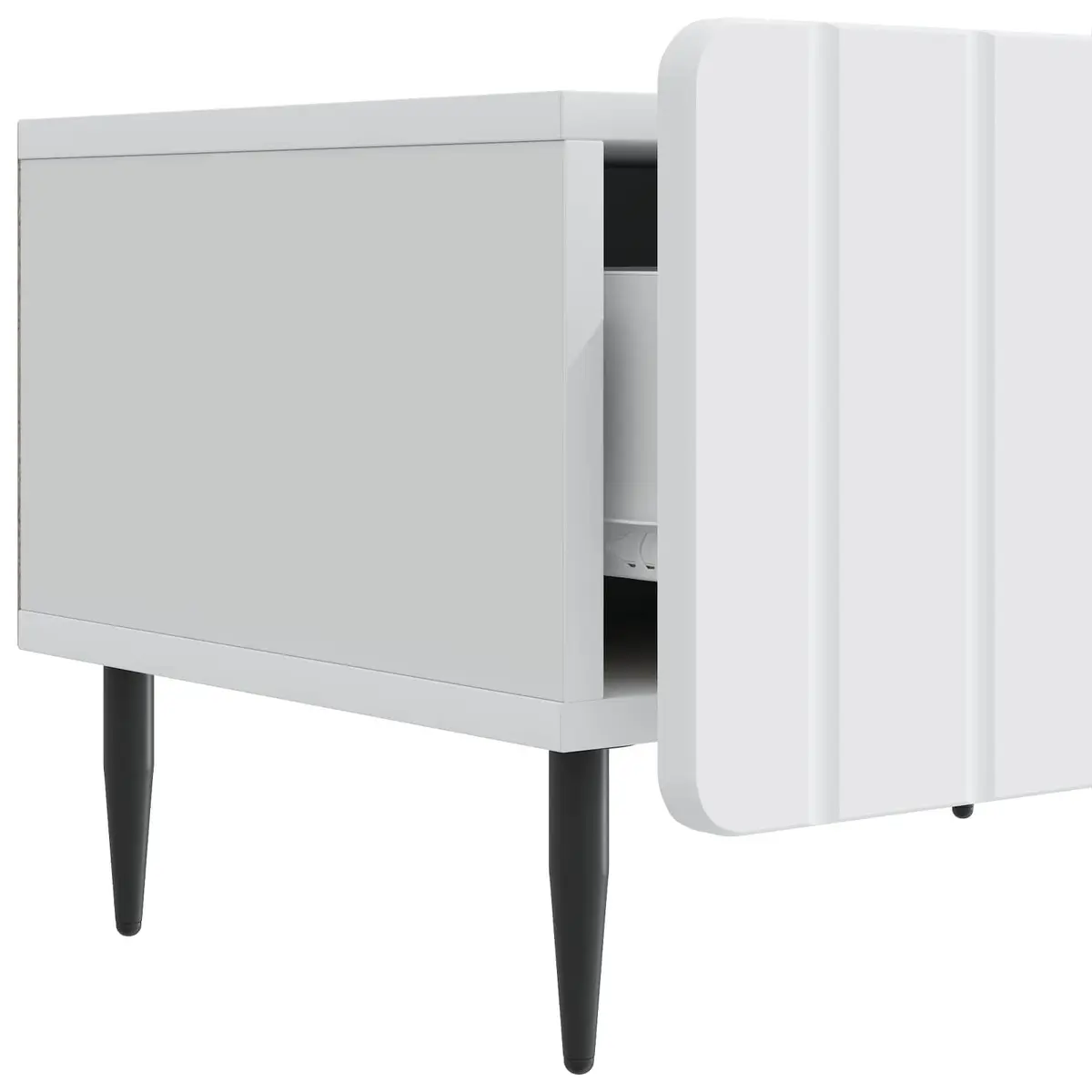 TV Cabinet Modern White Engineered Wood Storage Unit with Drawer 147 x 34.5 x 32 cm