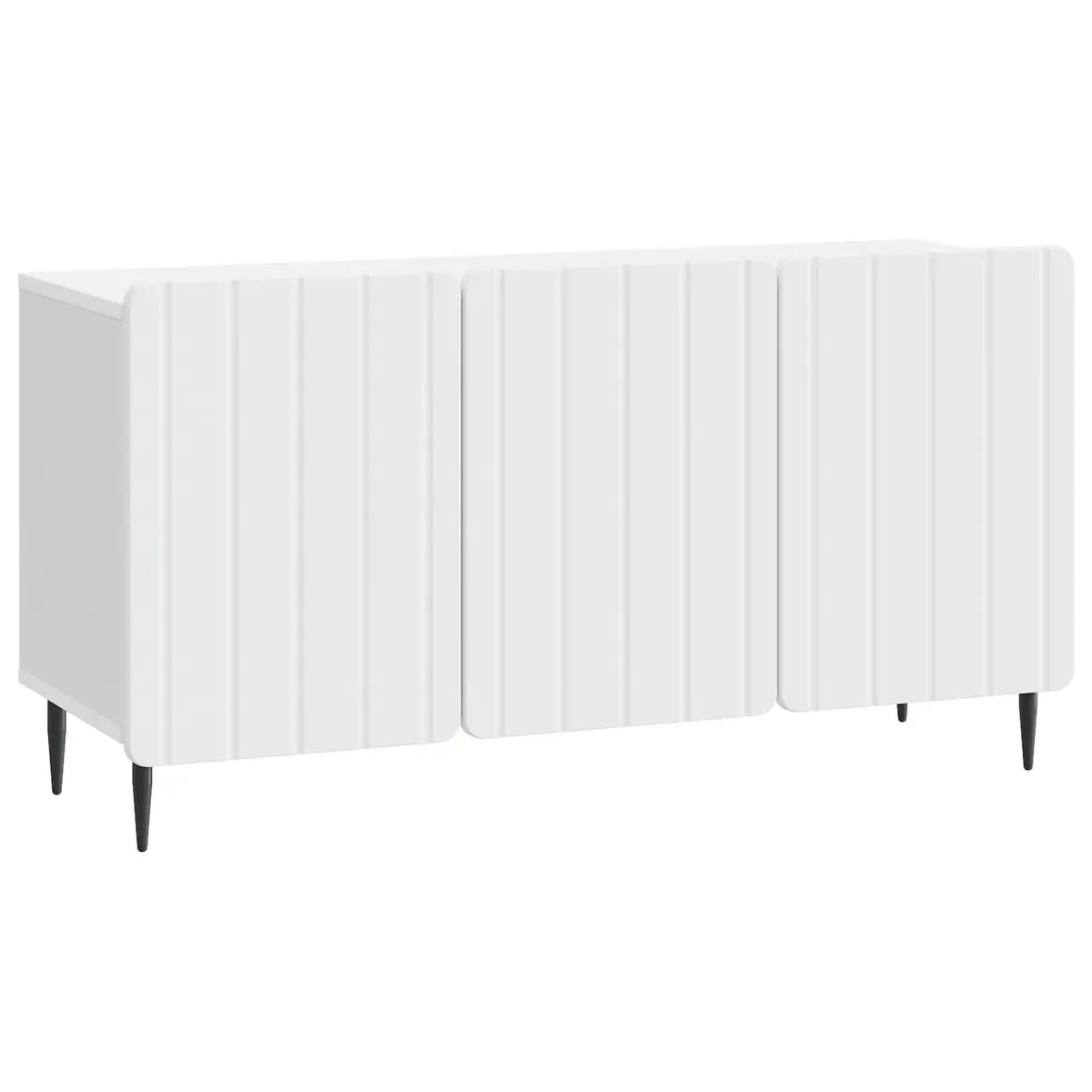 TV Cabinet Modern White Storage Unit Engineered Wood Swing Doors Steel Legs 99x34.5x52cm
