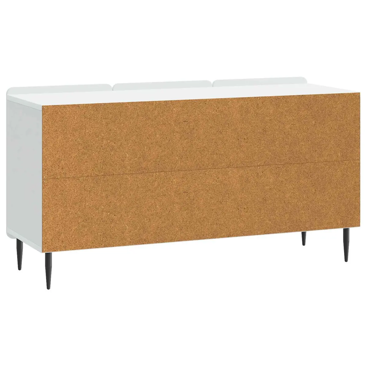 TV Cabinet Modern White Storage Unit Engineered Wood Swing Doors Steel Legs 99x34.5x52cm