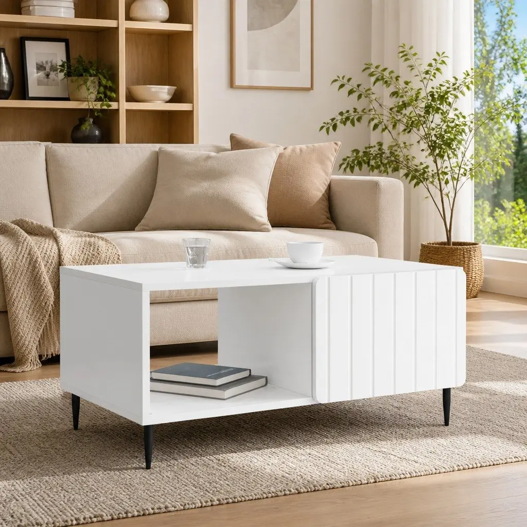 Coffee Table White Modern Rectangular 90 x 50 x 40 cm
