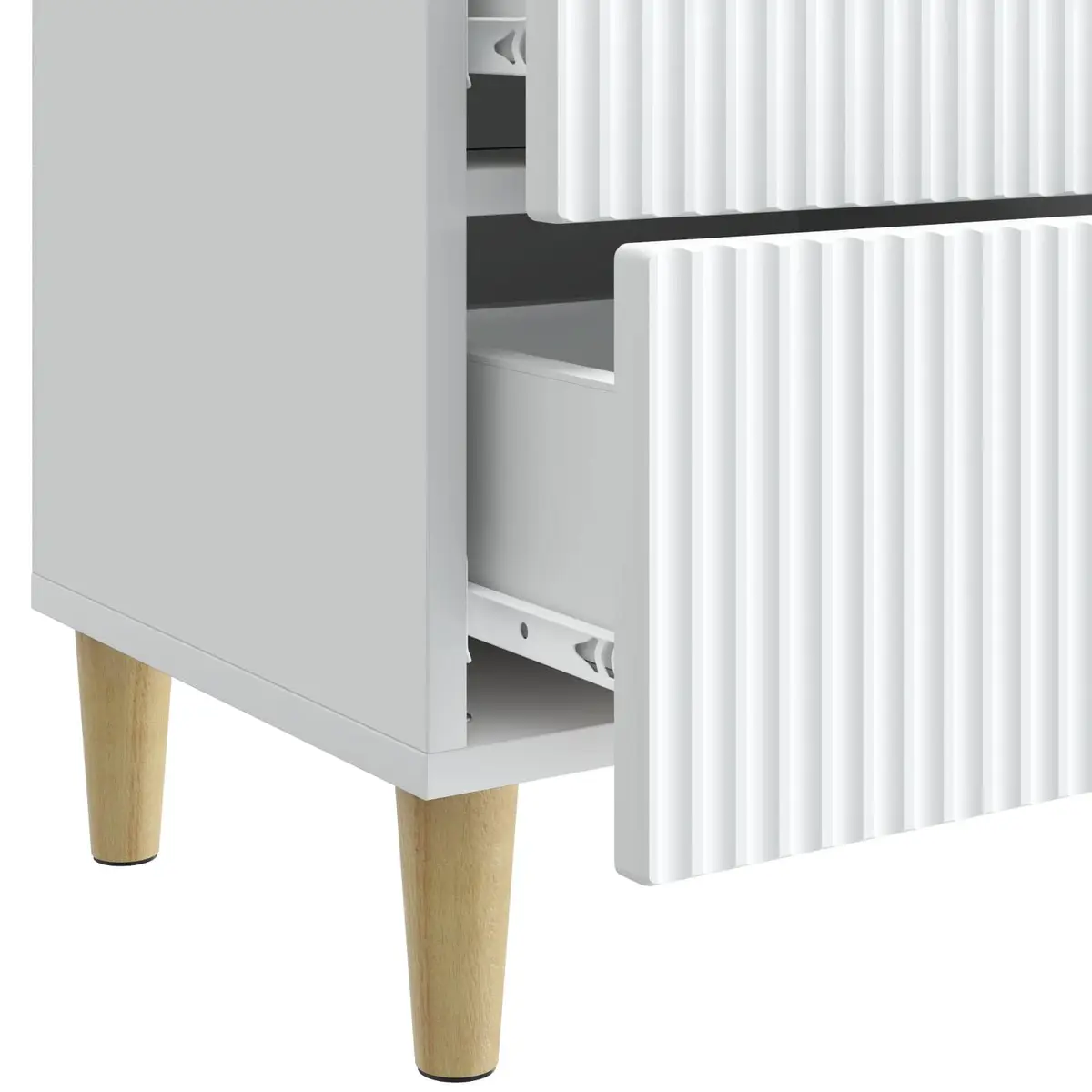Bedside Cabinet Modern Striped Pattern White 43 x 34.5 x 48 cm
