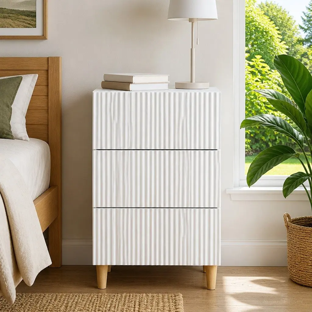 White Nightstand with Drawer Storage