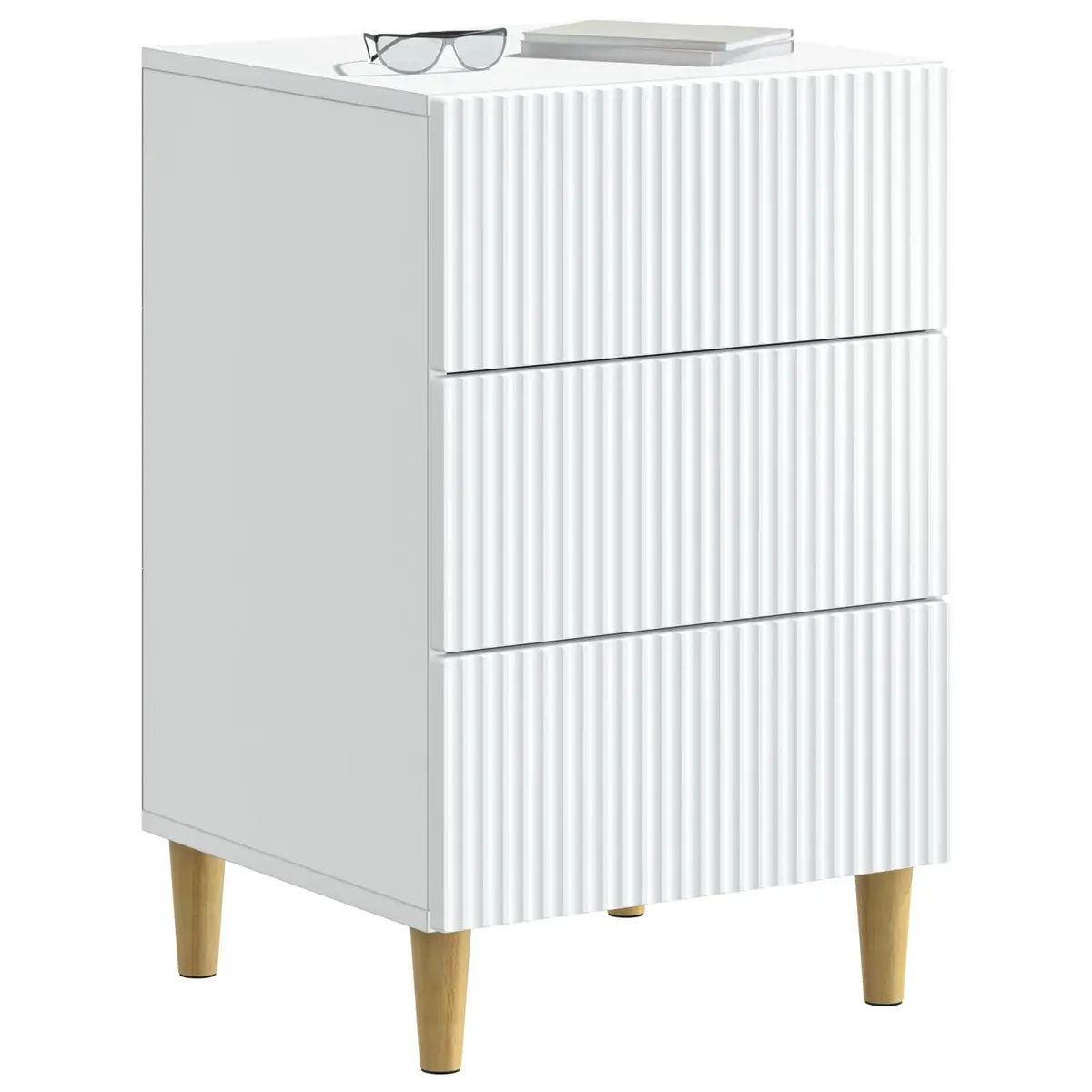 White Nightstand with Drawer Storage