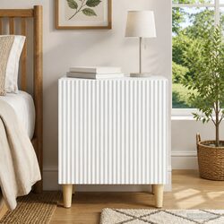 Bedside Cabinet White Modern Bedroom Nightstand Storage Table 43 x 34.5 x 50 cm