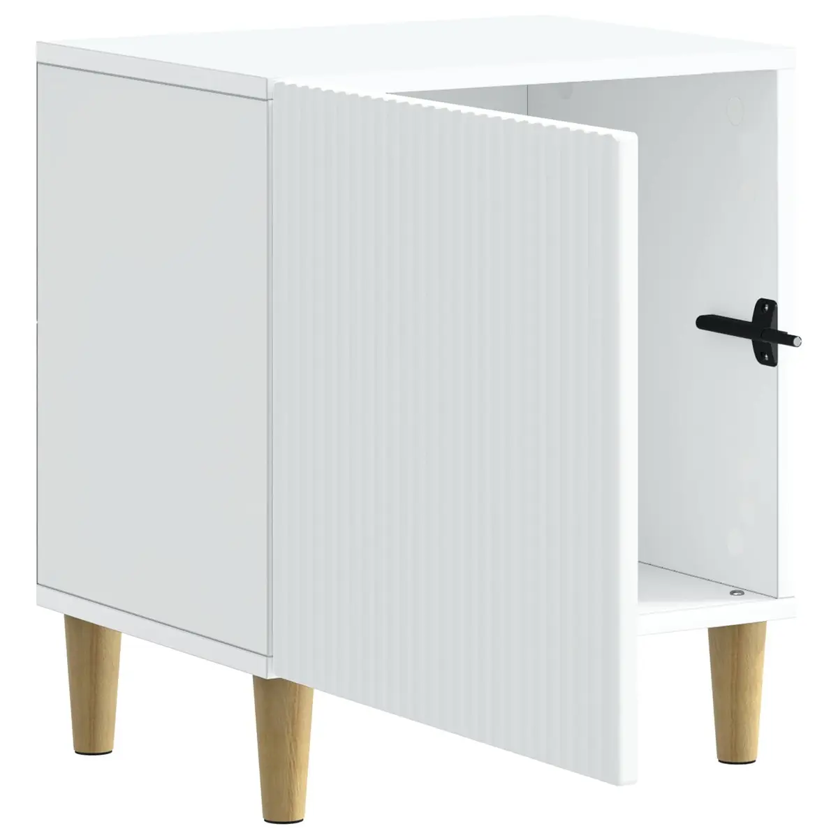 Bedside Table White Modern Engineered Wood Storage Cabinet 43 x 34.5 x 50 cm